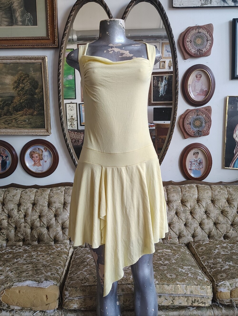 Y2k Pastel Yellow Fairy Mini Dress Womens Medium Large Butter Yellow Minidress